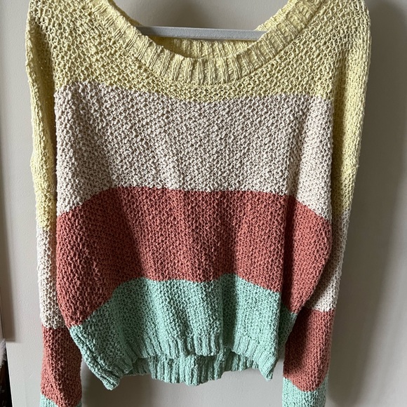 Blank Paige colorblock slouchy crewneck sweater perfect for spring—lightweight - Picture 3 of 5